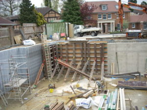 Formwork to walls.