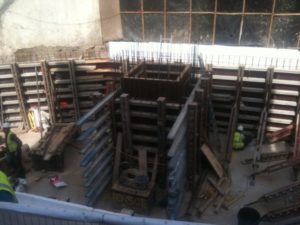 Formwork for a lift shaft.