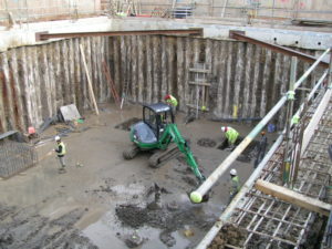 Construction of pile caps.