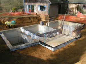 Concrete walls of basement