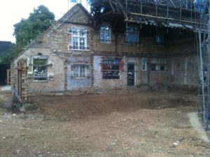 Facade retention of the front of the house before excavation of the basement.