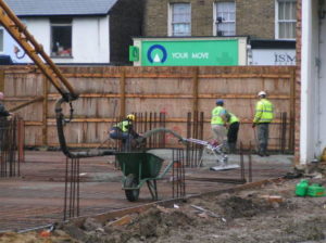 Construction of large pad foundations and ground beams.