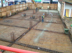 Construction of large pad foundations and ground beams.