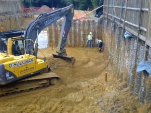 Excavating basement.