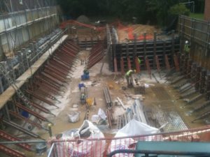 Installing wall formwork.